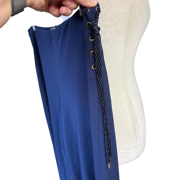 Lauren Ralph Lauren Pants Women's Wide Leg Blue Side Lace M Sailorchic Coastal - Picture 3 of 12